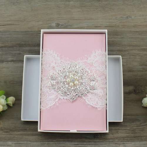 High Quality Hardcover Pink Silk Box Wedding Invitations
